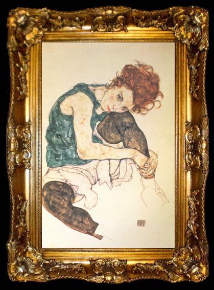 framed  Egon Schiele Seated Woman with Bent Knee (nn03), ta009-2